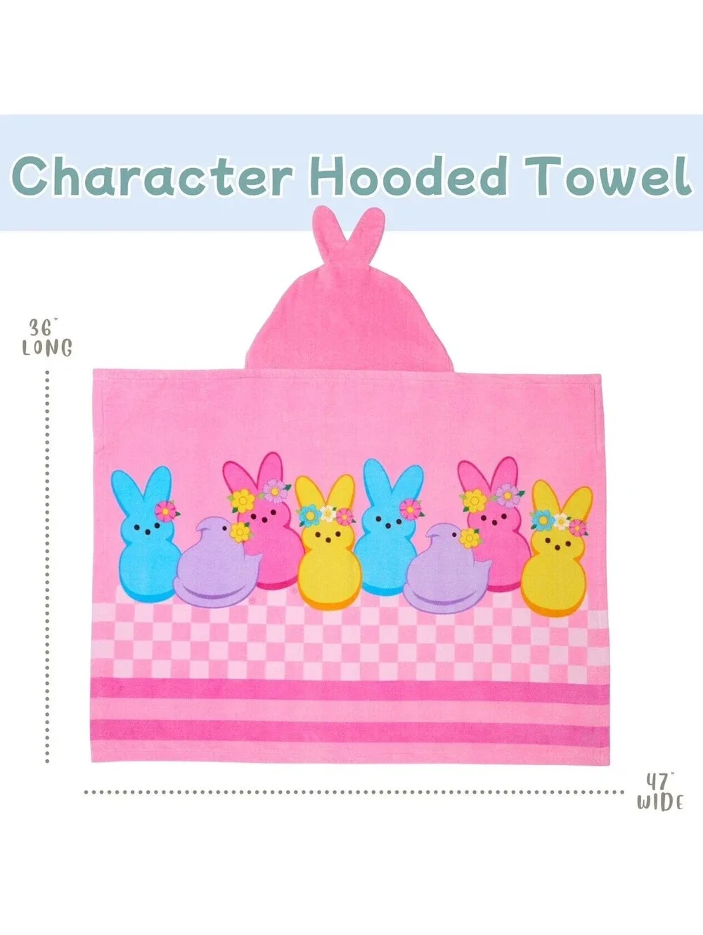 Peeps Kids Character 100% Cotton Hooded Towel With Hand Pockets
